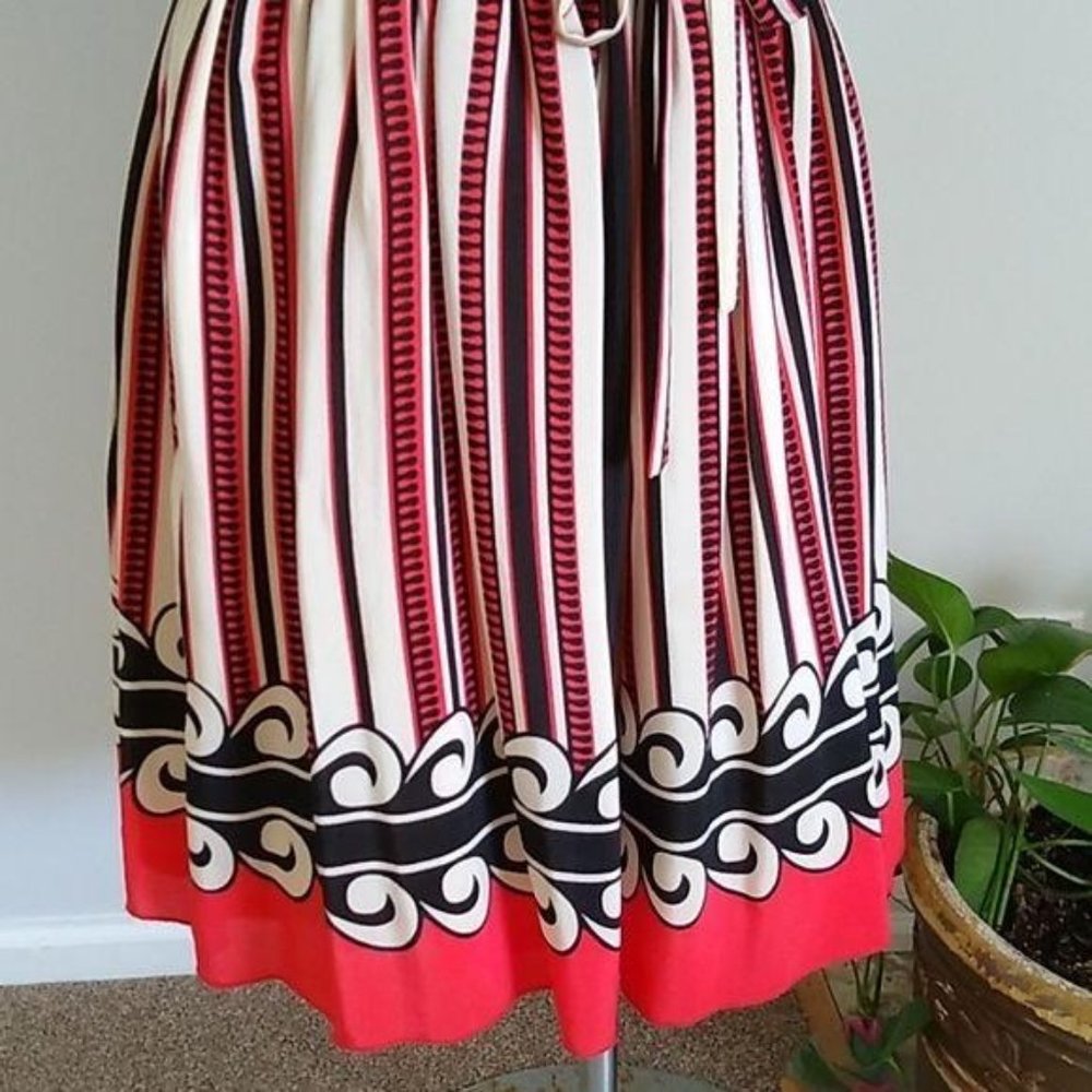 Anna Sui Dress Off The Shoulder Silk Ruched Red - Picture 4 of 7